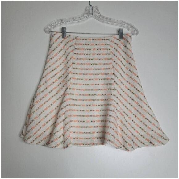 Anthropologie by Maeve Lucaya Striped Swing Skirt Cream A-Line Size 4 - Picture 1 of 10